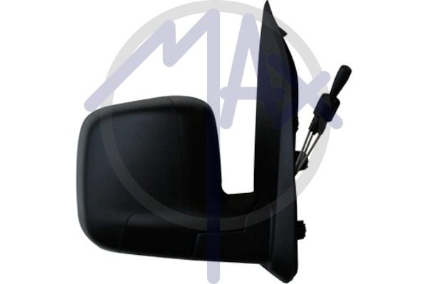 Right outer rear-view mirror, cable adjustment, black cover, convex chrome glass