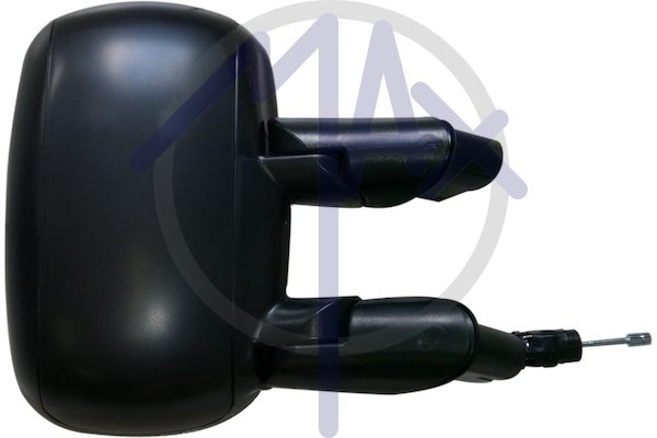 Right outer rear-view mirror, cable adjustment, black cover, convex chrome glass