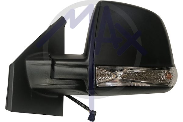 Specchietto retrovisore esterno sinistro, elettrico, calotta nera, con freccia, vetro convesso cromato riscaldato, vetro singolo, 6 pin