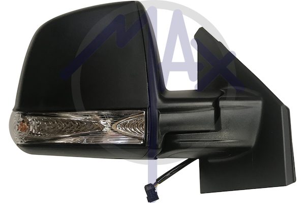 Specchietto retrovisore esterno destro, elettrico, calotta nera, con freccia, con sensore temperatura, vetro convesso cromato riscaldato, vetro singolo, 8 pin
