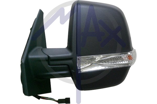 Specchietto retrovisore esterno sinistro, elettrico, calotta nera, con freccia, vetro convesso cromato riscaldato, doppio vetro, 6 pin