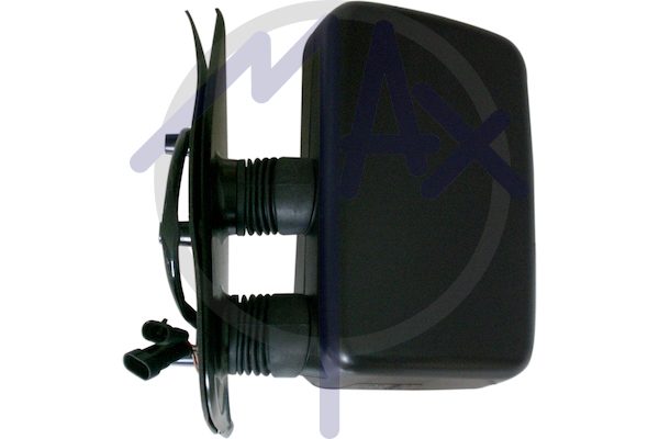 Specchietto retrovisore esterno sinistro, elettrico, calotta nera, vetro convesso cromato riscaldato, vetro singolo, braccio corto, 5 pin