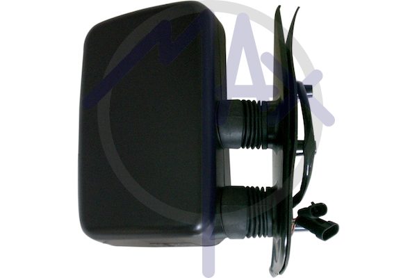 Specchietto retrovisore esterno destro, elettrico, calotta nera, vetro convesso cromato riscaldato, vetro singolo, braccio corto, 5 pin