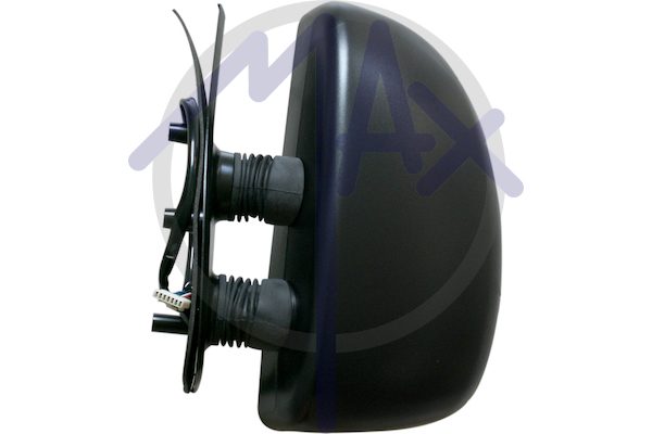 Specchietto retrovisore esterno sinistro, elettrico, calotta nera, vetro convesso cromato riscaldato, doppio vetro, braccio corto, 7 pin
