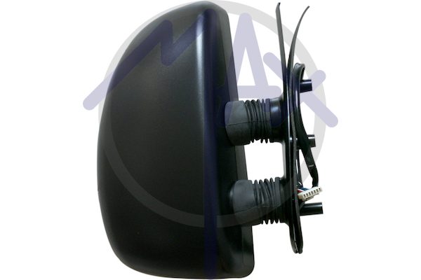 Specchietto retrovisore esterno destro, elettrico, calotta nera, vetro convesso cromato riscaldato, doppio vetro, braccio corto, 7 pin