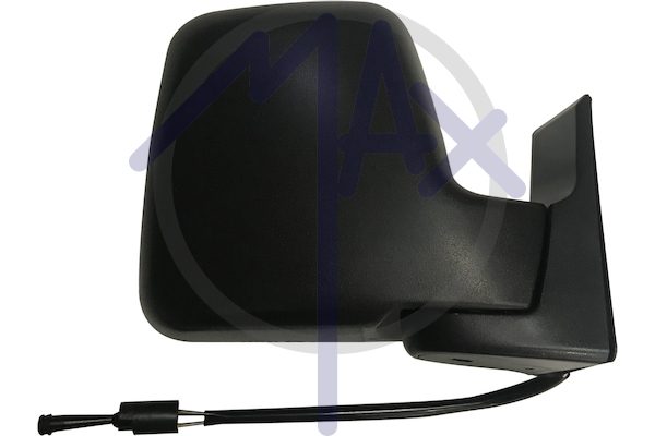 Right outer rear-view mirror, cable adjustment, black cover, convex chrome glass