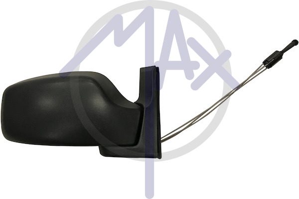 Right outer rear-view mirror, cable adjustment, black cover, convex chrome glass
