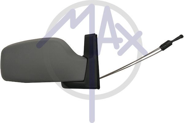 Exterior rear-view mirror, right, cable adjustment, cover for painting, convex chrome glass