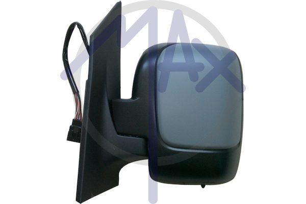 Specchietto retrovisore esterno sinistro, elettrico, calotta da verniciare, ripiegabile elettricamente, vetro convesso cromato riscaldato, vetro singolo