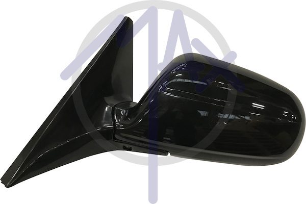 Specchietto retrovisore esterno sinistro, elettrico, calotta nera, vetro convesso cromato, 5 porte