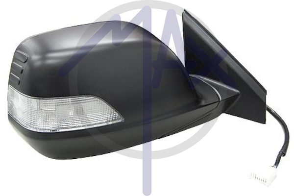 Specchietto retrovisore esterno destro, elettrico, calotta nera, con freccia, vetro convesso cromato riscaldato, 7 pin