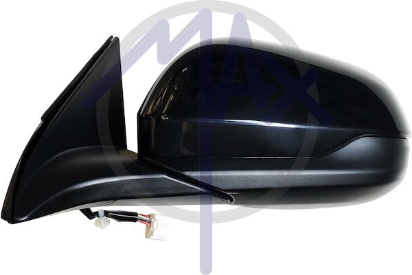 Specchietto retrovisore esterno sinistro, elettrico, calotta nera verniciabile, ripiegabile elettricamente, vetro convesso cromato, 5 pin