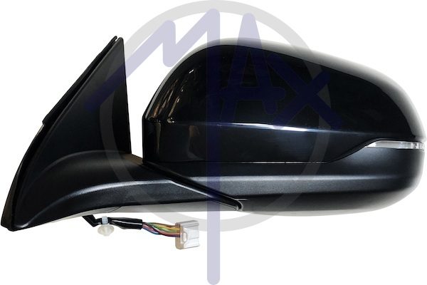 Specchietto retrovisore esterno sinistro, elettrico, calotta nera verniciabile, con freccia, ripiegabile elettricamente, vetro convesso cromato, 7 pin