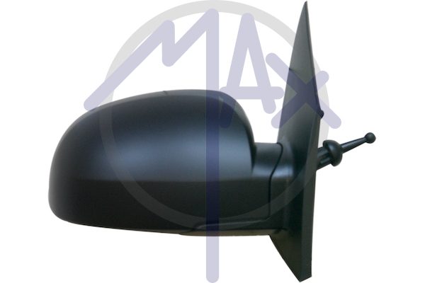 Right outer rear-view mirror, cable adjustment, black cover, convex chrome glass