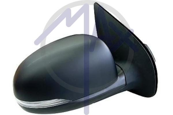 Specchietto retrovisore esterno destro, elettrico, calotta nera, con freccia, vetro convesso cromato, 5 pin