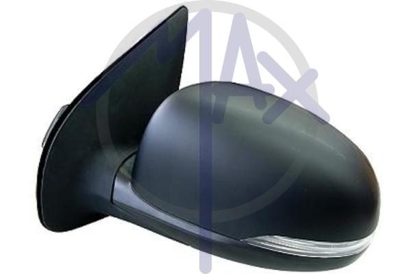 Specchietto retrovisore esterno sinistro, elettrico, calotta nera, con freccia, ripiegabile elettricamente, vetro convesso cromato riscaldato, 8 pin