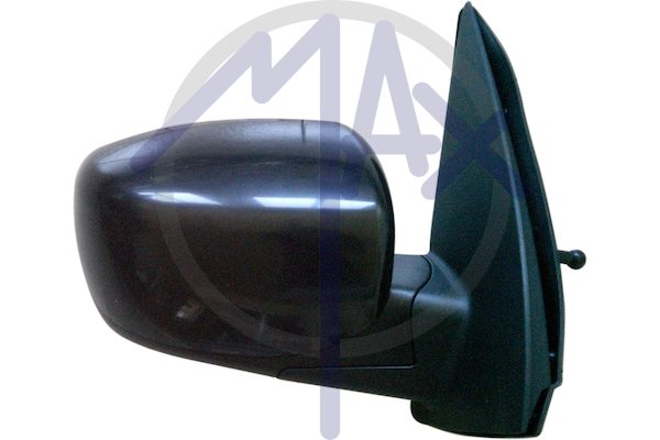 Right outer rear-view mirror, cable adjustment, black cover, convex chrome glass
