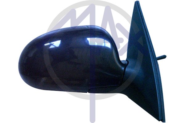 Right outer rear-view mirror, cable adjustment, black cover, convex chrome glass