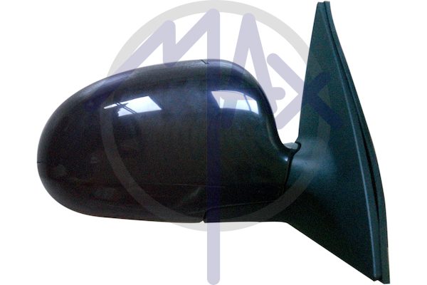 Exterior rear-view mirror right, electric, black cap, convex chrome heated glass
