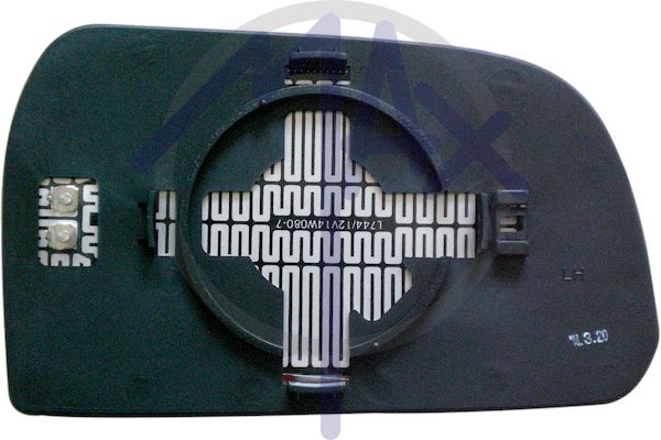 Left rear-view mirror glass, convex chrome, heated