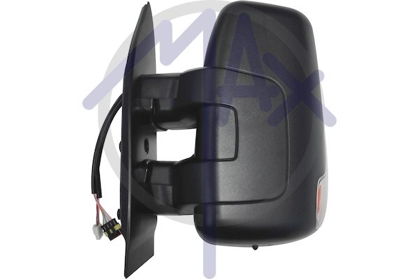 Specchietto retrovisore esterno sinistro, elettrico, calotta nera, con freccia 16W, con sensore temperatura, vetro convesso cromato riscaldato, doppio vetro, braccio corto, 9 pin