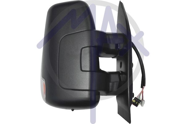 Specchietto retrovisore esterno destro, elettrico, calotta nera, con freccia 16W, vetro convesso cromato riscaldato, doppio vetro, braccio corto, 7 pin