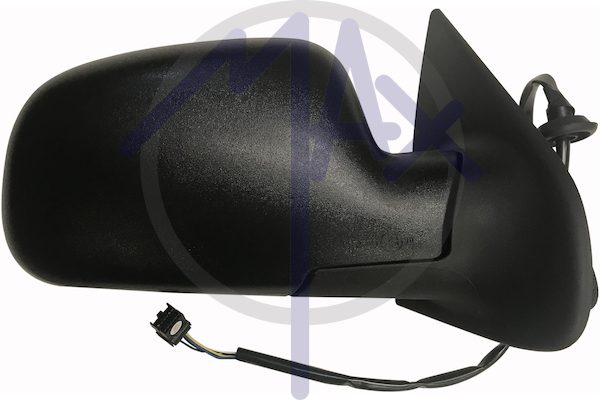 Specchietto retrovisore esterno destro, elettrico, calotta nera, vetro convesso cromato riscaldato, 5 pin