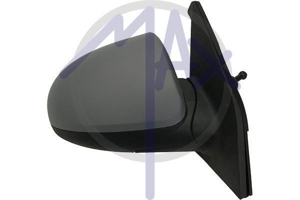 Exterior rear-view mirror, right, cable adjustment, cover for painting, convex chrome glass