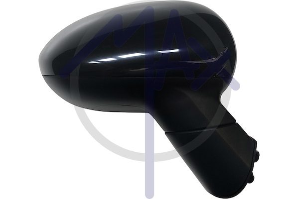 Specchietto retrovisore esterno destro, elettrico, calotta nera verniciabile, vetro convesso cromato riscaldato, 5 pin