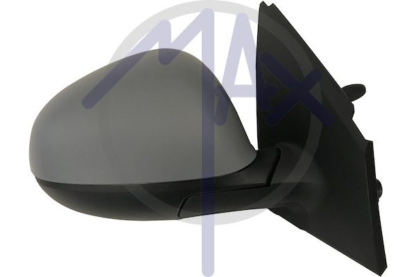 Exterior rear-view mirror, right, cable adjustment, cover for painting, convex chrome glass