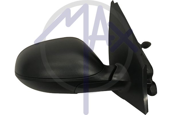 Right outer rear-view mirror, cable adjustment, black cover, convex chrome glass