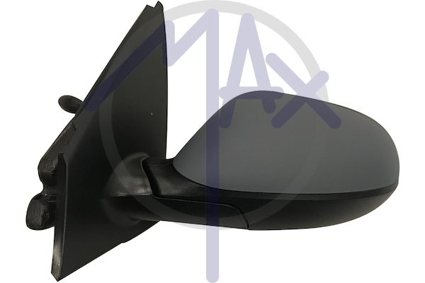 Exterior rear-view mirror, left, cable adjustment, cover for painting, convex chrome glass