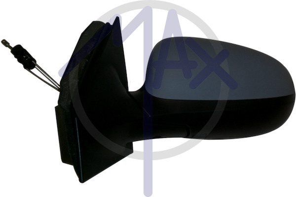 Exterior rear-view mirror, left, cable adjustment, cover for painting, convex chrome glass