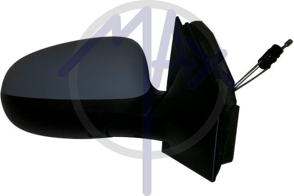Exterior rear-view mirror, right, cable adjustment, cover for painting, convex chrome glass