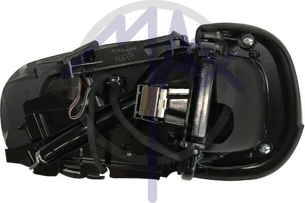 Specchietto retrovisore esterno destro, elettrico, senza calotta, ripiegabile elettricamente, vetro asferico cromato riscaldato, 9 pin