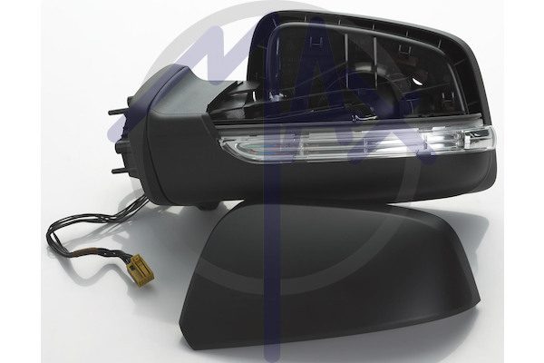 Outer rear-view mirror left, electric, cap to be painted, with indicator, heated chrome aspherical glass