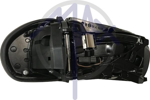Specchietto retrovisore esterno sinistro, elettrico, senza calotta, ripiegabile elettricamente, vetro asferico cromato riscaldato, connettore corto, 9 pin