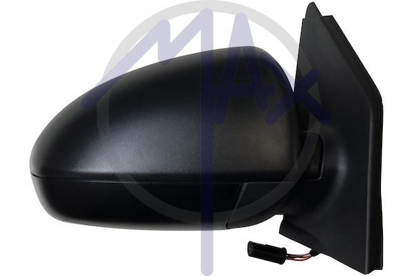 Specchietto retrovisore esterno destro, elettrico, calotta nera, vetro convesso cromato riscaldato, 5 pin