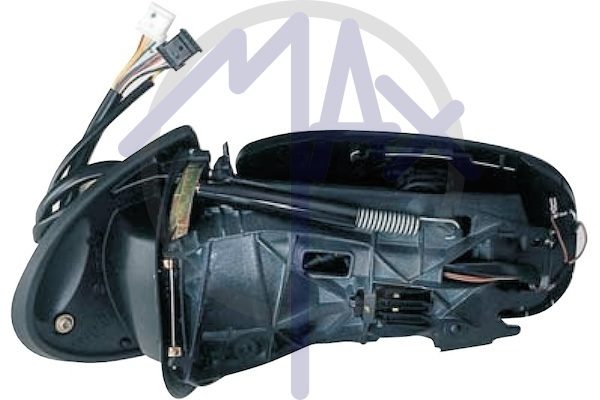 Specchietto retrovisore esterno destro, elettrico, senza calotta, ripiegabile elettricamente, con memoria, vetro asferico cromato riscaldato