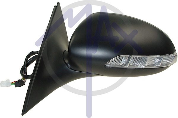 Specchietto retrovisore esterno sinistro, elettrico, calotta da verniciare, con freccia, con luce di cortesia, ripiegabile elettricamente, con memoria, vetro asferico cromato riscaldato
