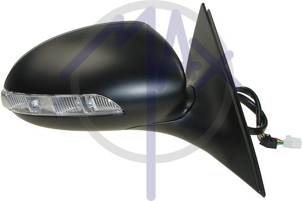 Specchietto retrovisore esterno destro, elettrico, calotta da verniciare, con freccia, con luce di cortesia, ripiegabile elettricamente, con memoria, vetro asferico cromato riscaldato