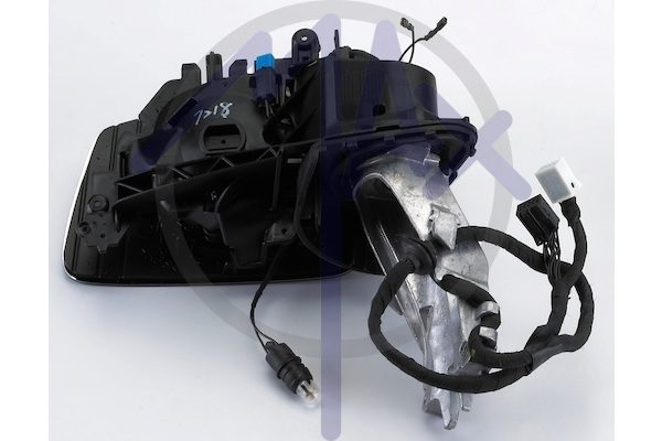 Specchietto retrovisore esterno sinistro, elettrico, senza calotta, con luce di cortesia, ripiegabile elettricamente, con memoria, vetro asferico cromato riscaldato
