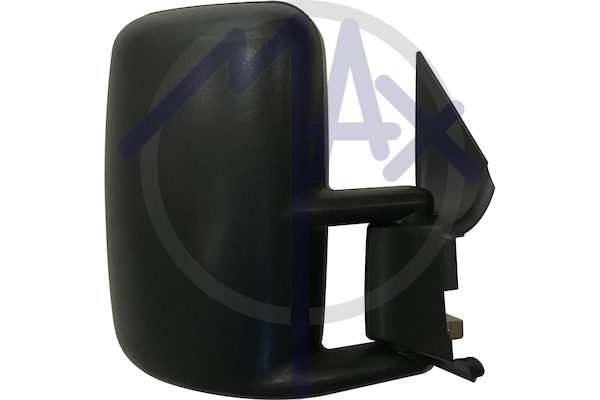Right outer rear-view mirror, cable adjustment, black cover, convex chrome glass