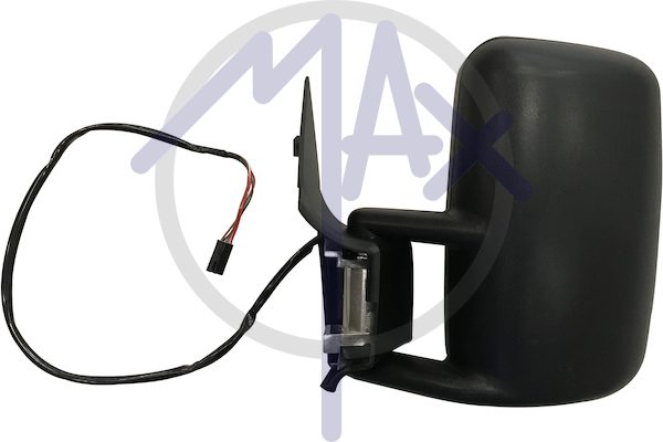 Exterior rear-view mirror left, electric, black cap, convex chrome heated glass