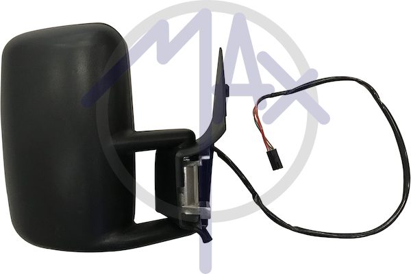 Exterior rear-view mirror right, electric, black cap, convex chrome heated glass