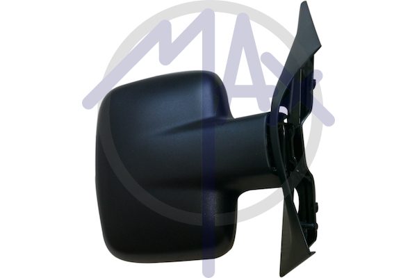 Right outer rear-view mirror, cable adjustment, black cover, convex chrome glass