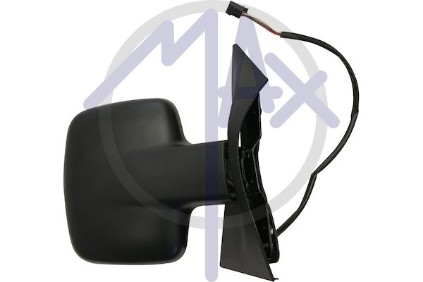 Exterior rear-view mirror right, electric, black cap, convex chrome heated glass
