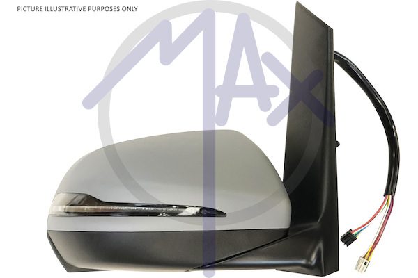 Specchietto retrovisore esterno destro, elettrico, calotta da verniciare, con freccia, ripiegabile elettricamente, vetro asferico cromato riscaldato, 9 pin