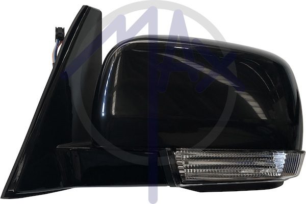 Specchietto retrovisore esterno sinistro, elettrico, calotta nera, con freccia, ripiegabile elettricamente, vetro convesso cromato, 7 pin