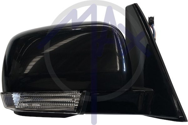 Specchietto retrovisore esterno destro, elettrico, calotta nera, con freccia, ripiegabile elettricamente, vetro convesso cromato, 7 pin